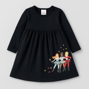 Hanna Andersson Girls Black Long Sleeve Ballerina Dress